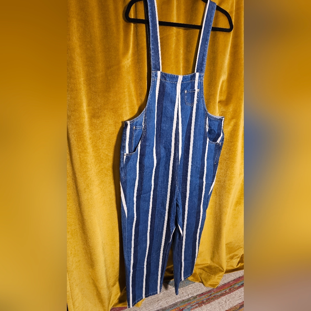 Blue and White Striped Jumpsuit - Picture 2 of 12